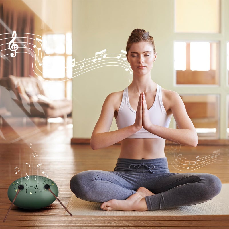 MENGBEI Rain Drum for Outside 6 Inches 8 Notes Rain Drum for Garden Instrument  Drum Rain Chime Waterproof  Rain Drum Outdoor  with Drum Bag  Music Book  Drum Mallets (Stone Green) - Image 5